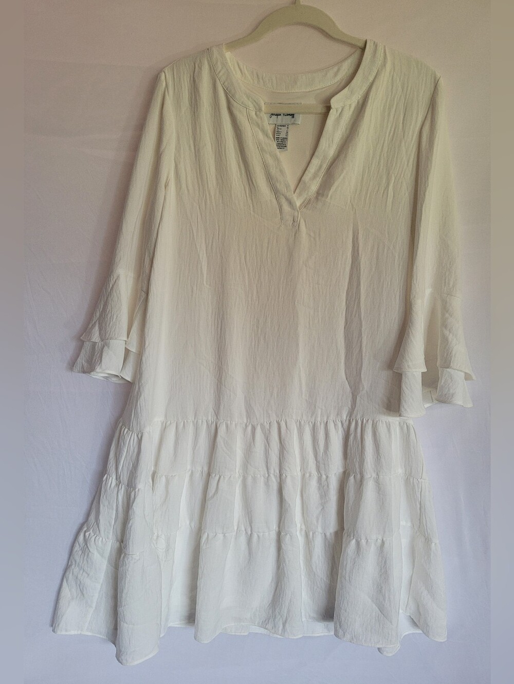 Joseph Ribkoff Cream Tiered V‑Neck Mini Dress